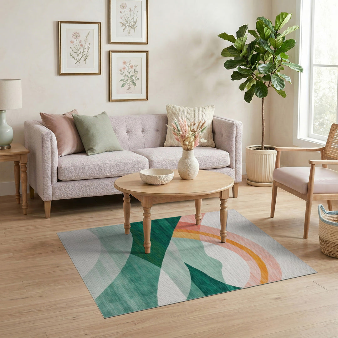 Multi-color and Patterns Geometric Arch Multi-Color Area Rug