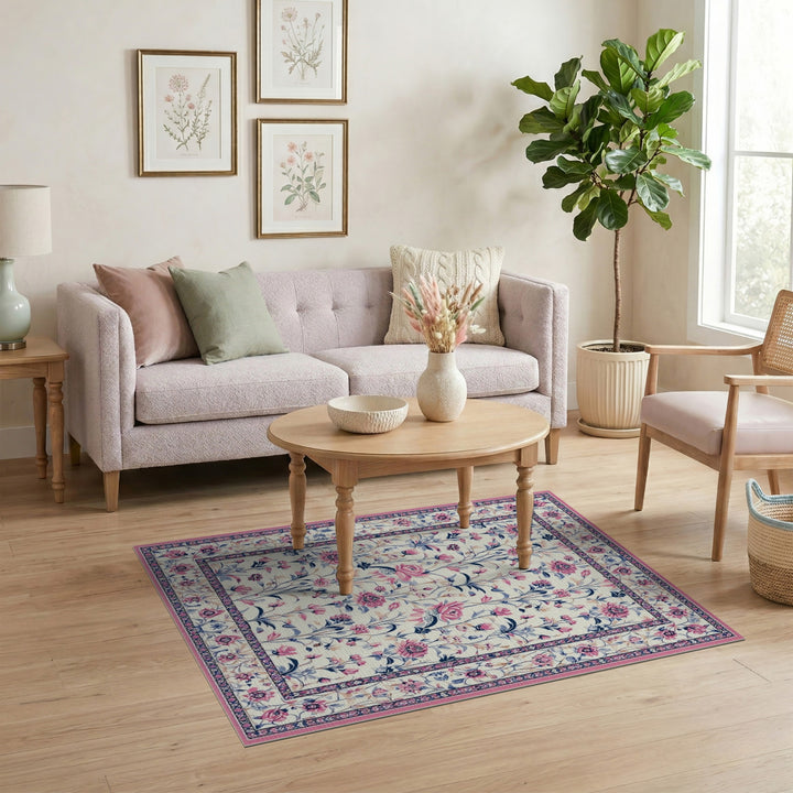 Pink Floral Vintage Area Rug