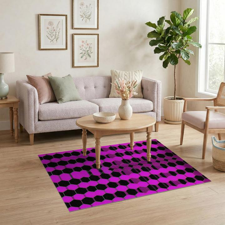 Geometric Modern Pink Hexagon Geometric Area Rug