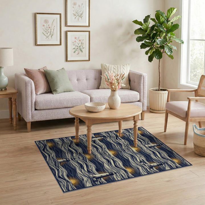 Coastal Lighthouse Waves Area Rug