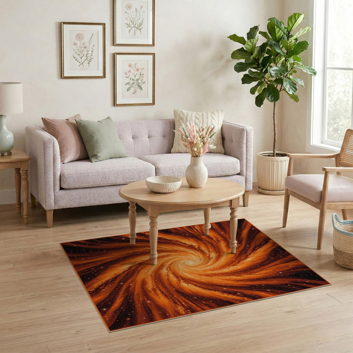 Orange Cosmic Swirl Area Rug