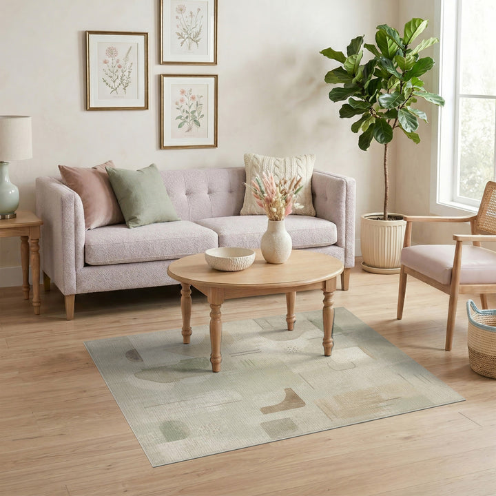 Neutral Abstract Shapes Area Rug