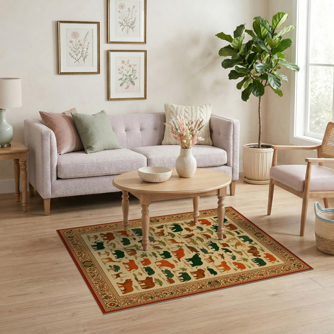 Heritage Tribal Safari Animals Area Rug