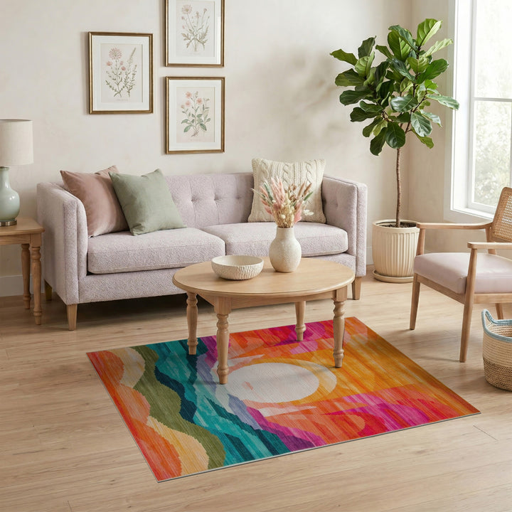 Vibrant Sunset Abstract Area Rug