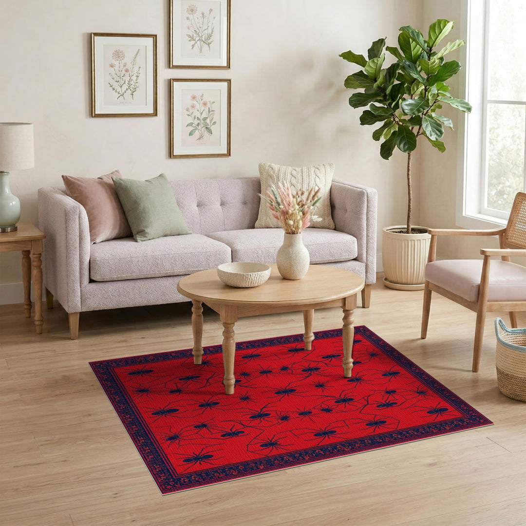 Red Spider Geometric Area Rug