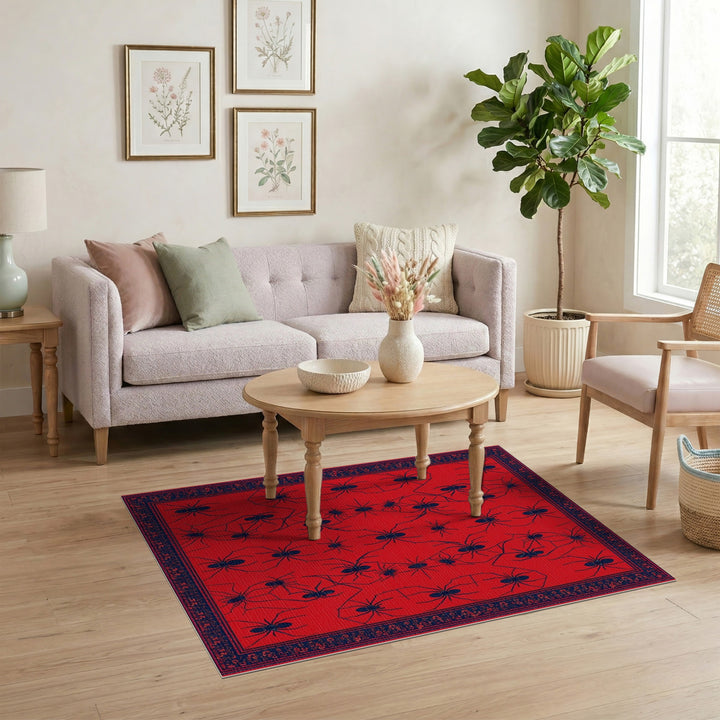 Red Spider Geometric Area Rug