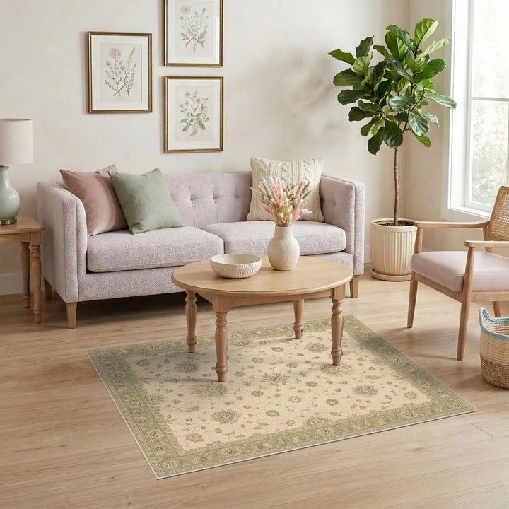 Beige Floral Vintage Area Rug