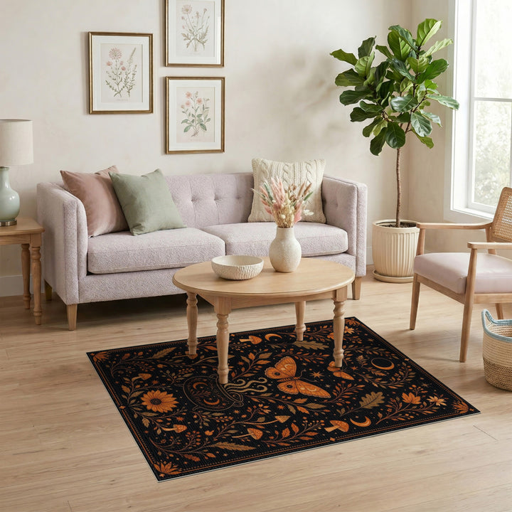 Orange Mystic Cauldron Boho Area Rug