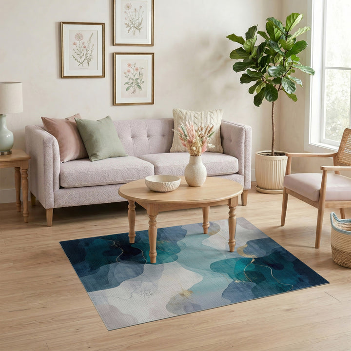 Abstract Area Teal Blue Abstract Area Rug