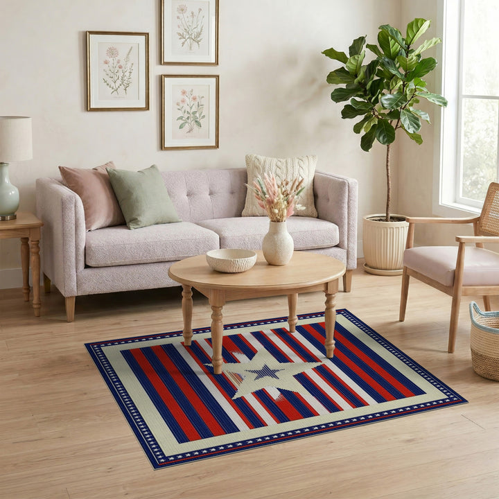 Patriotic Star Stripe Area Rug