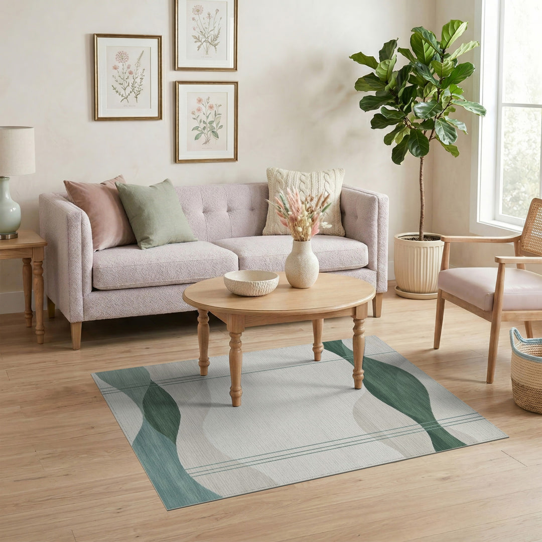 Teal Wave Abstract Area Rug