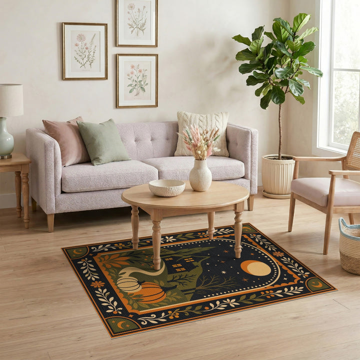 Midnight Pumpkin House Washable Area Rug