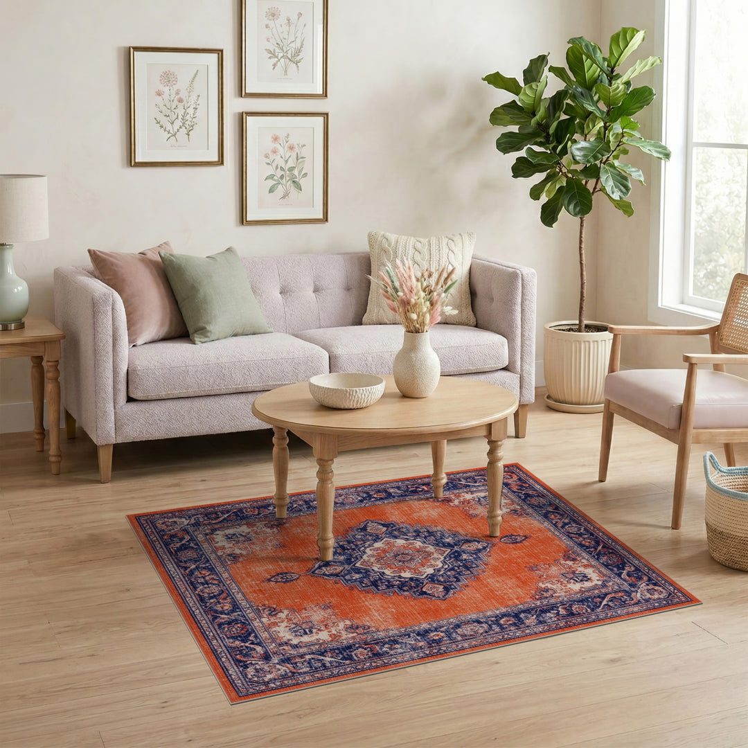 Orange Distressed Vintage Persian Area Rug