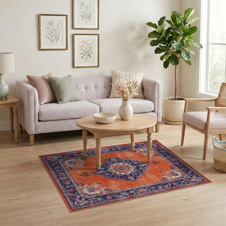 Orange Distressed Vintage Persian Area Rug