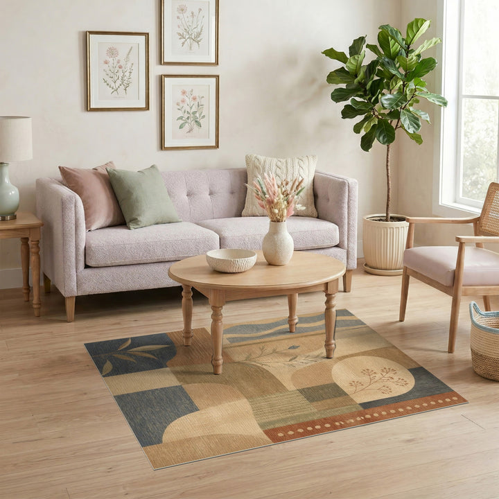 Abstract Brown Tan Geometric Area Rug