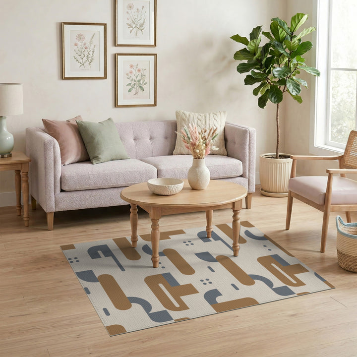 Abstract Brown and Tan Abstract Geometric Brown Area Rug