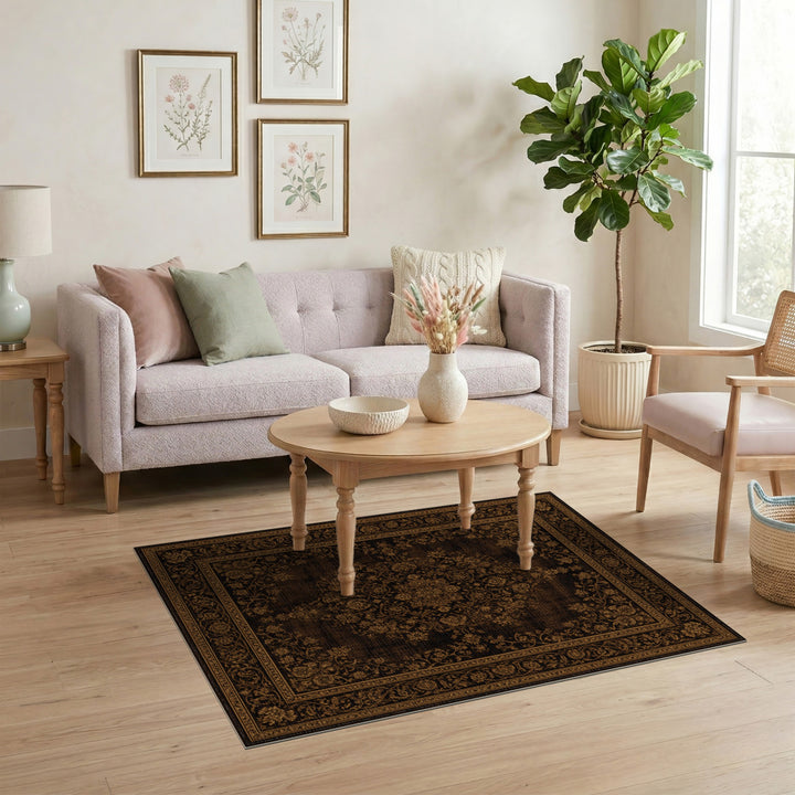ODIKA Dark Brown Persian Medallion Rug