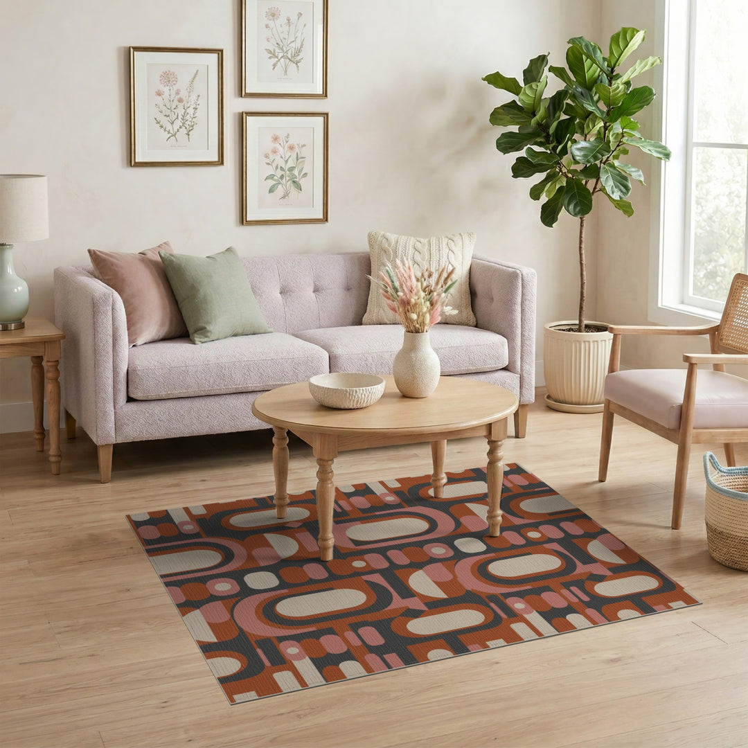 Geometric Brown Area Rug
