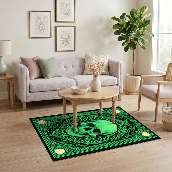 Green Skull Heritage Area Rug