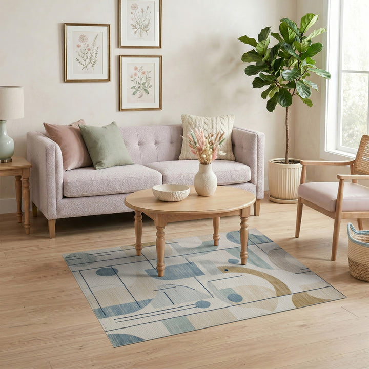 Blue Geometric Area Rug