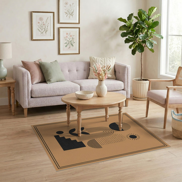 Geometric Modern Brown Geometric Modern Area Rug
