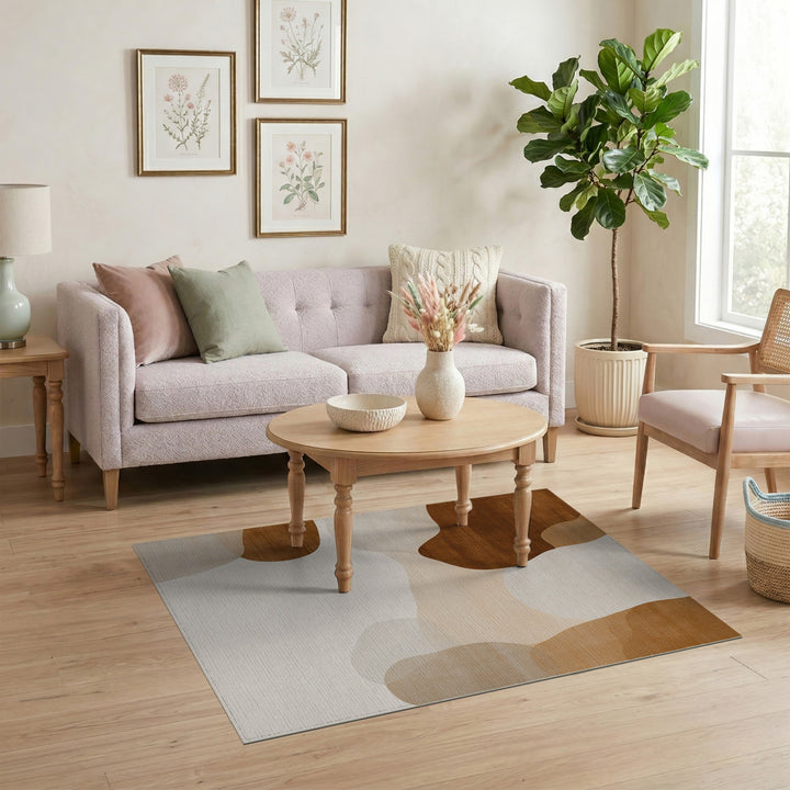 Earthy Abstract Brown Abstract Area Rug
