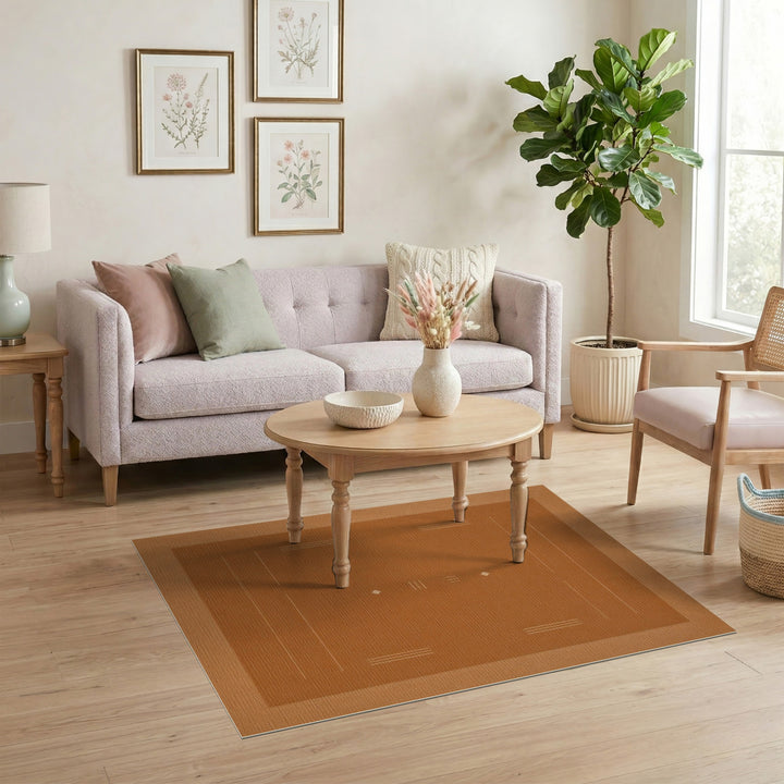 Minimalist Brown Geometric Area Rug