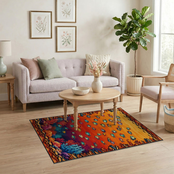Vibrant Ocean Fish Coral Area Rug