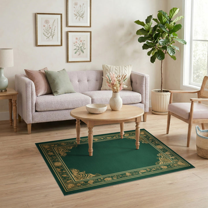 Green Tiger Floral Area Rug
