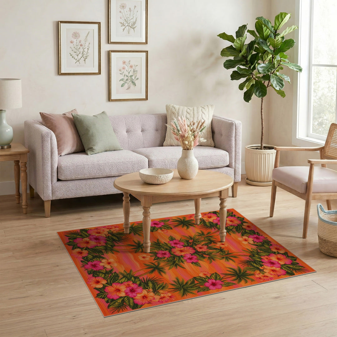 Hibiscus Palm Coastal Area Rug