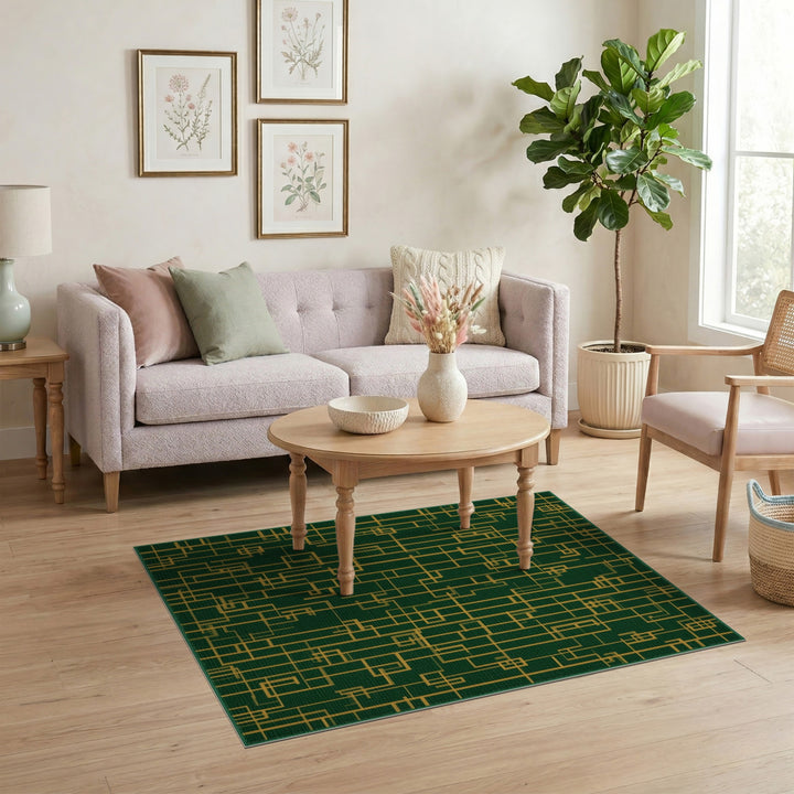 Green Geometric Area Rug