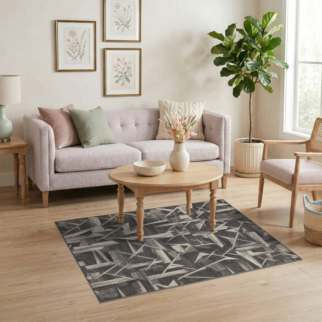 Monochrome Geometric Abstract Area Rug