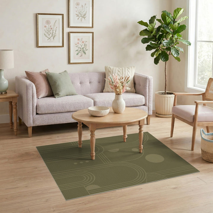 Green Geometric Arch Area Rug