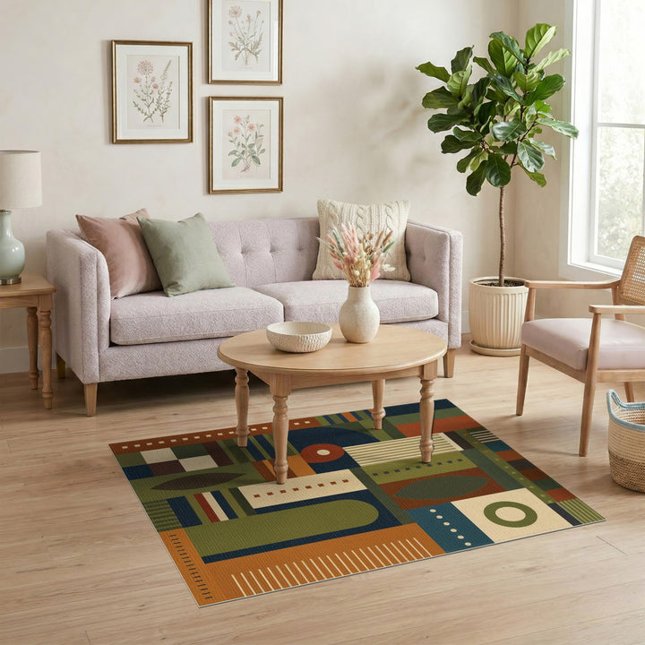 Geometric Modern Multi-color and Patterns Multi-Color Geometric Area Rug