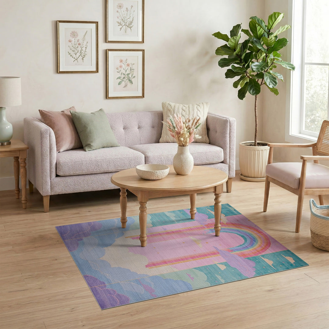 Rainbow Arch Cloud Kids Area Rug