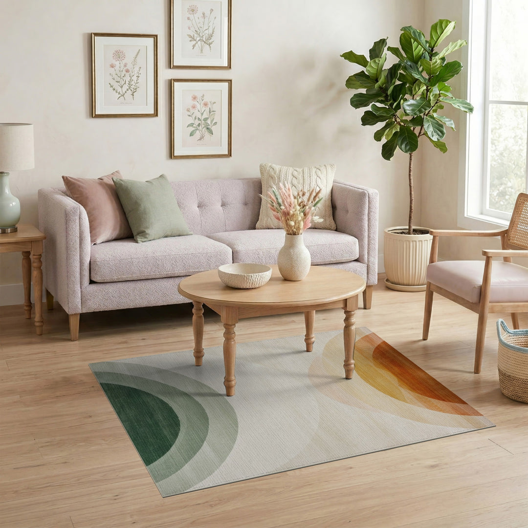 Geometric Arc Beige Neutral Area Rug