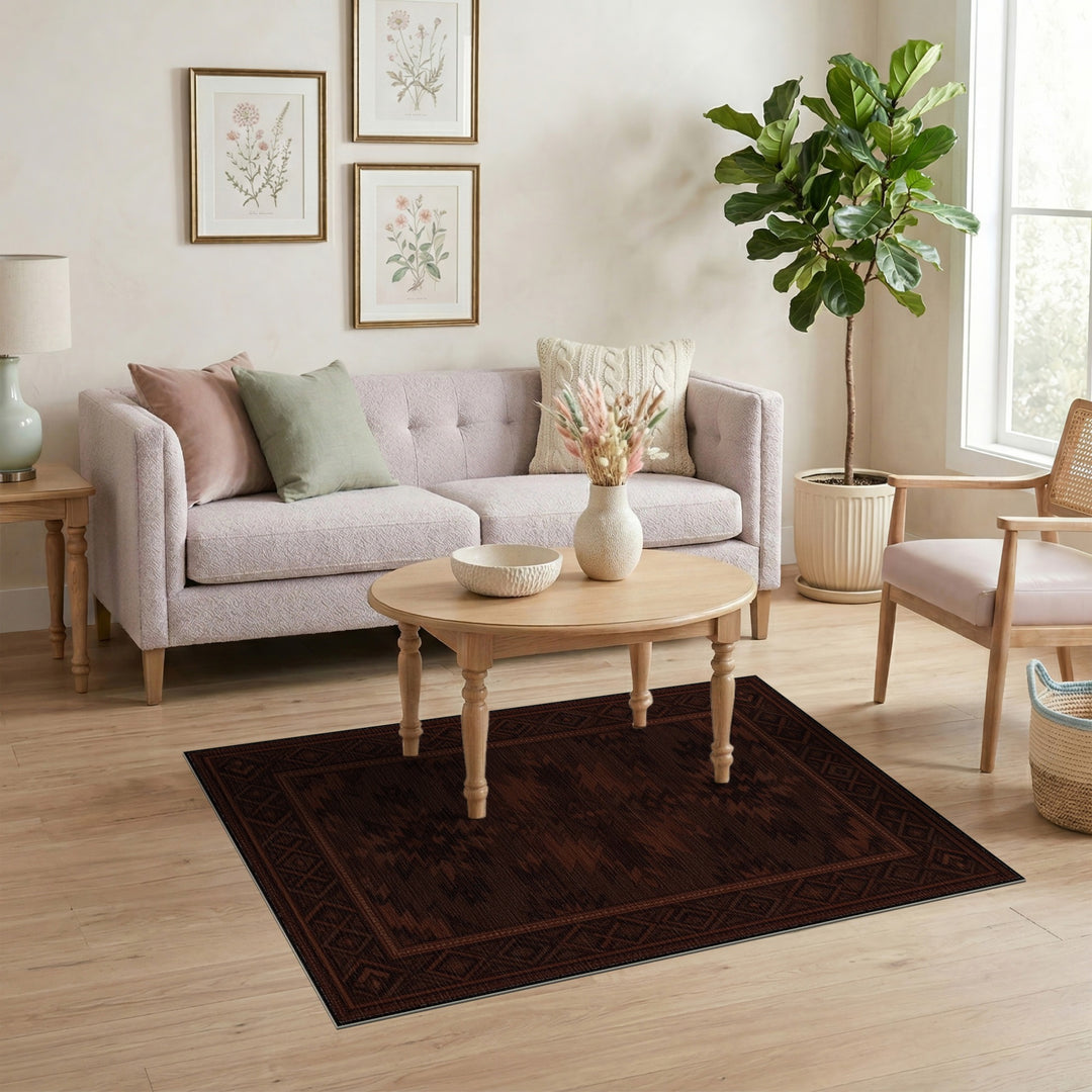 Dark Brown Heritage Tribal Area Rug