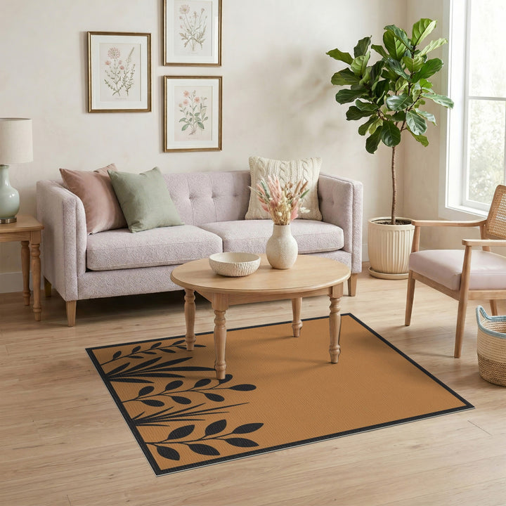 Brown Botanical Silhouette Area Rug