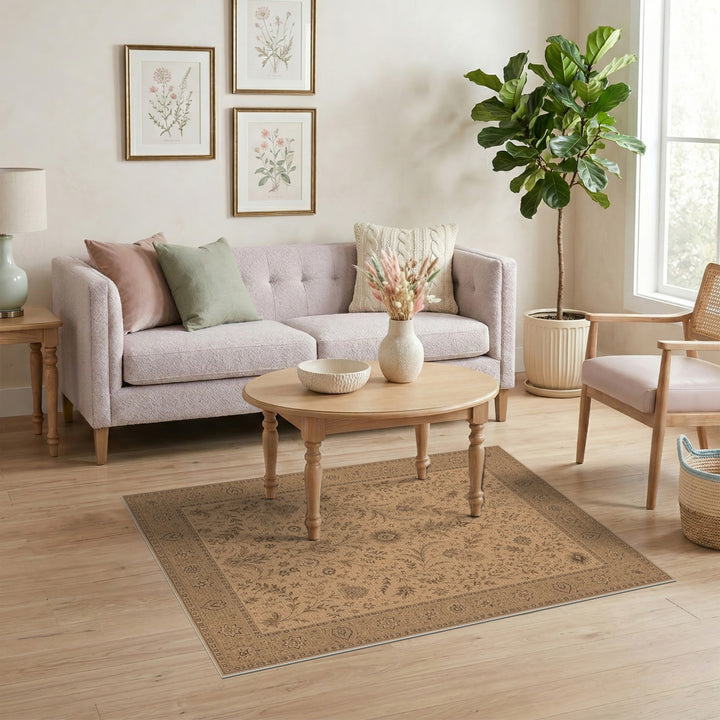 Beige Floral Vintage Area Rug