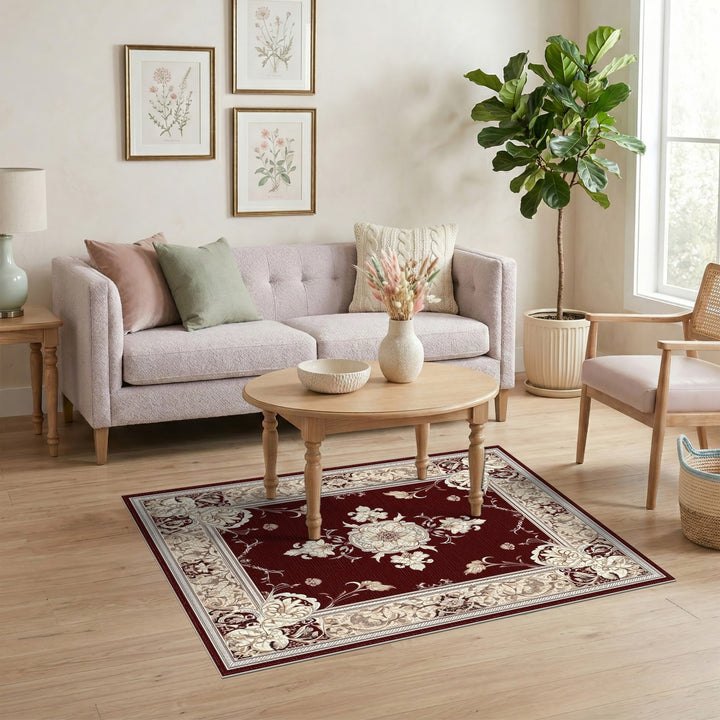 Red Persian Floral Medallion Area Rug