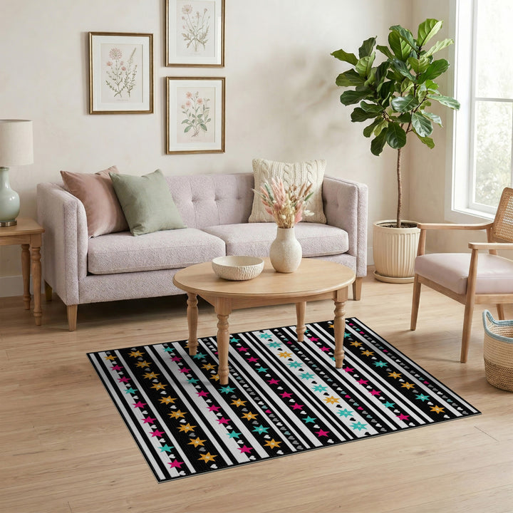 Vibrant Stars Hearts Kids Area Rug