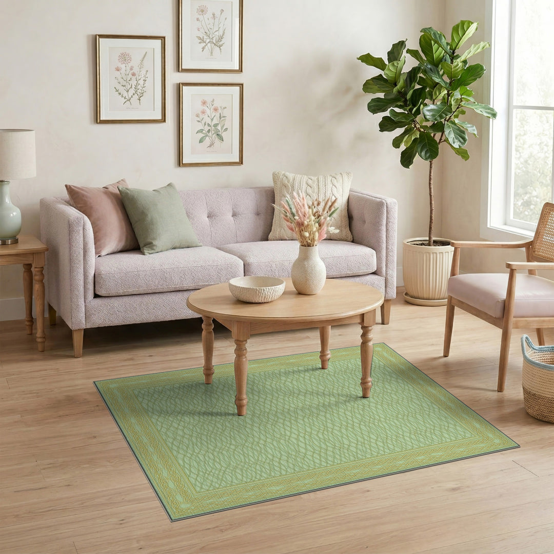 Mint Green Wave Pattern Persian Rug
