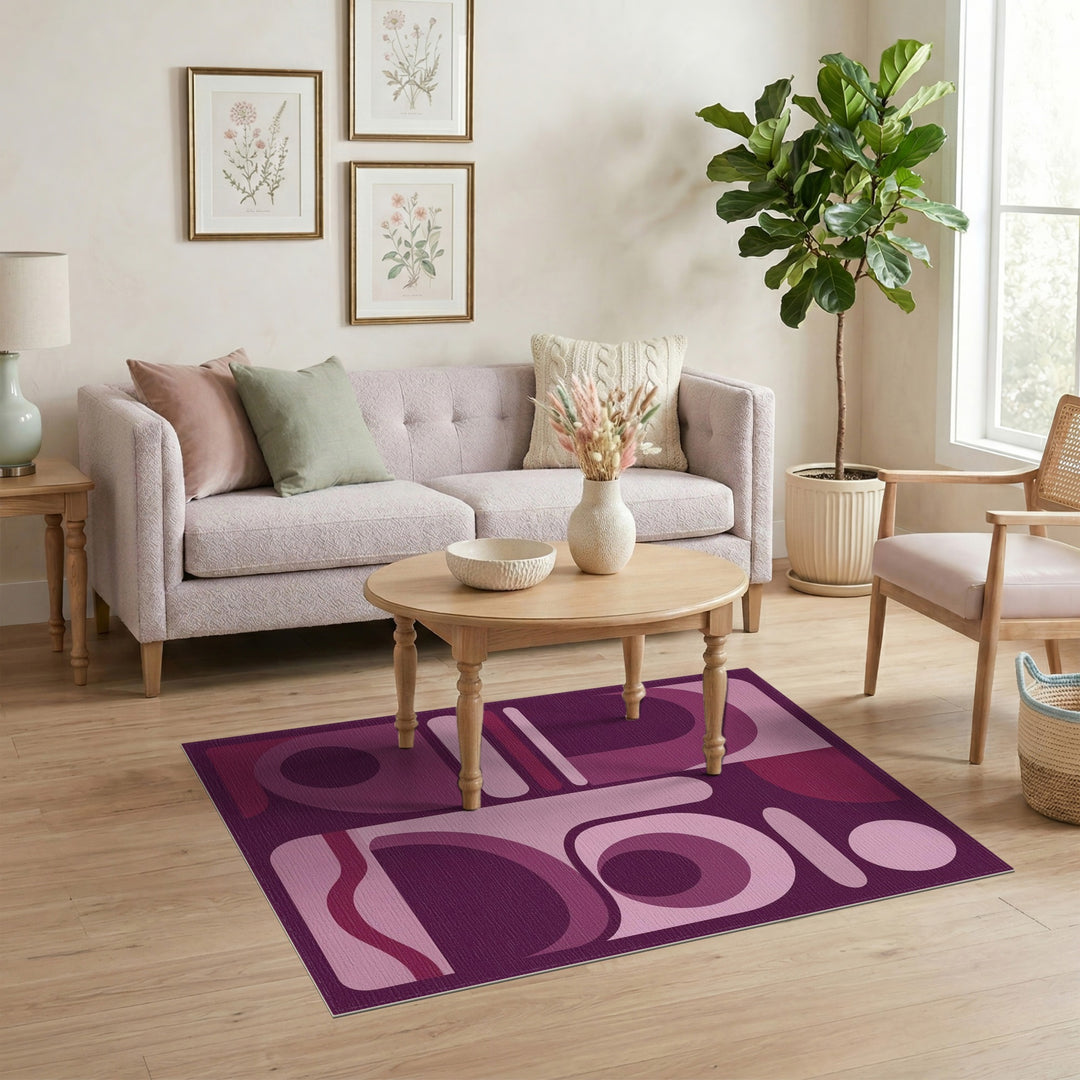 Abstract Purple Geometric Area Rug