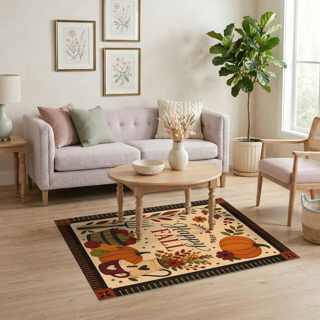 Happy Fall Pumpkin Harvest Area Rug