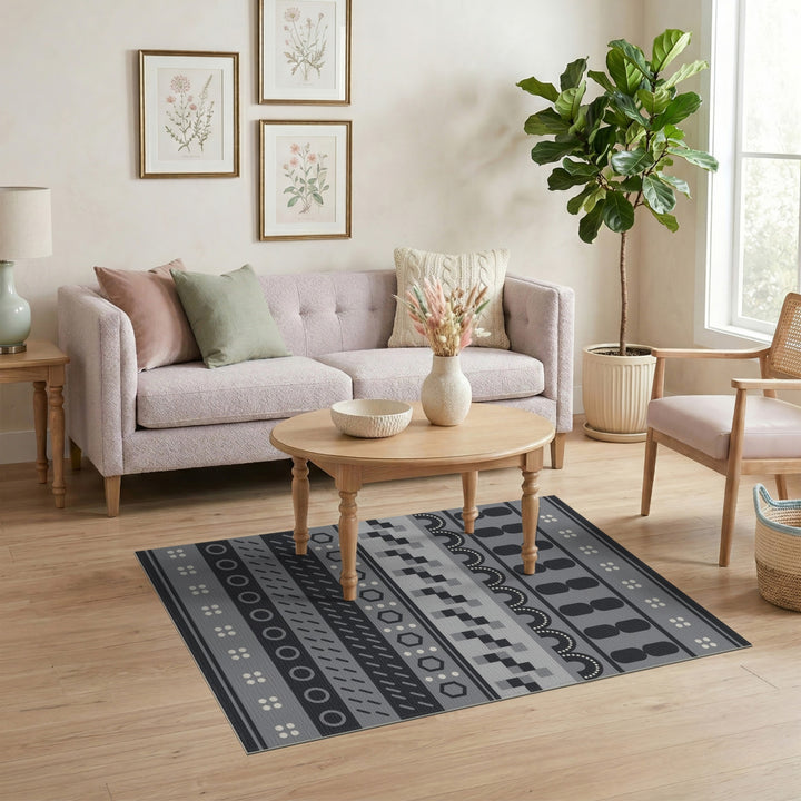Grey Geometric Modern Area Rug