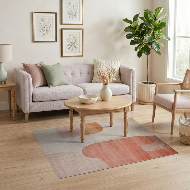 Abstract Beige Coral Area Rug