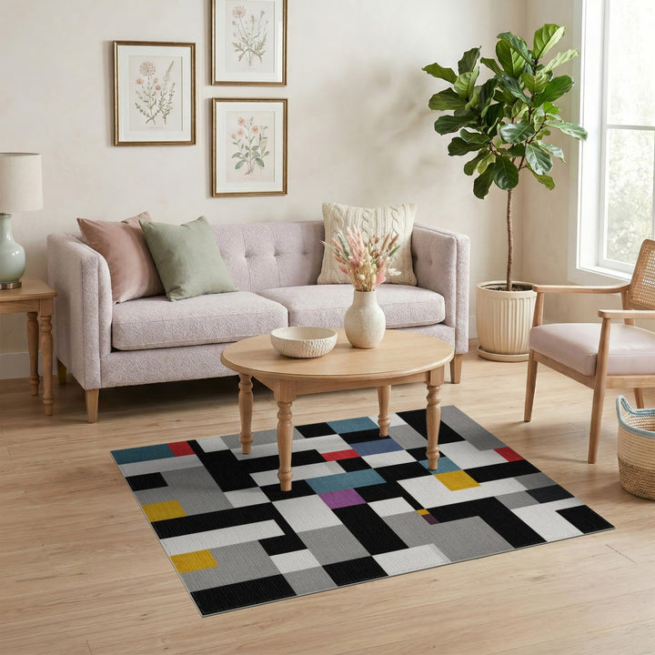 Bold Geometric Multi-Color Area Rug