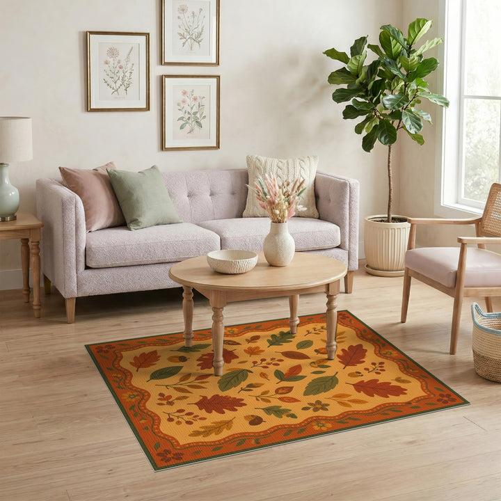 Autumn Leaves Orange Area Rug