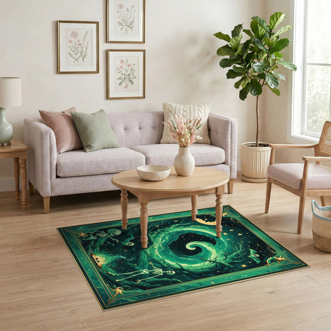 Mystic Green Vortex Skeleton Area Rug