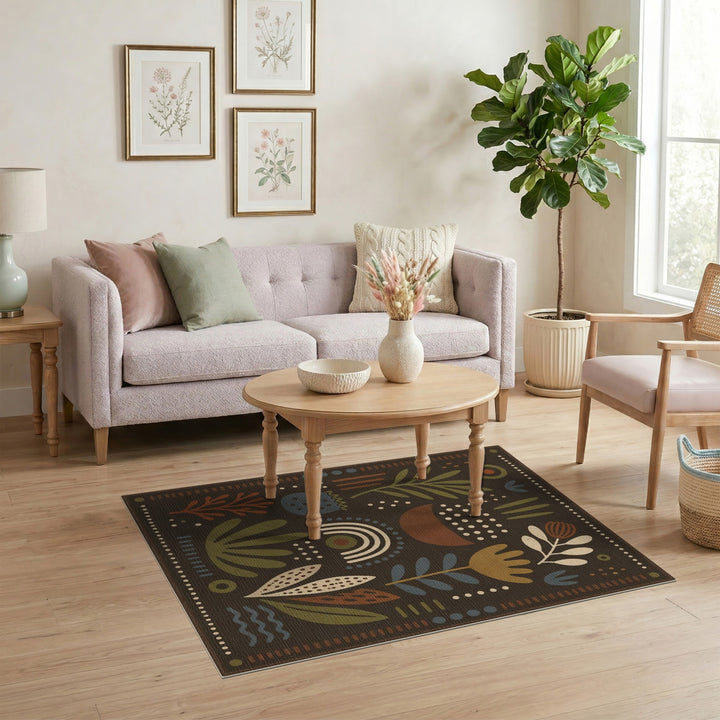 Boho Chic Abstract Botanical Area Rug